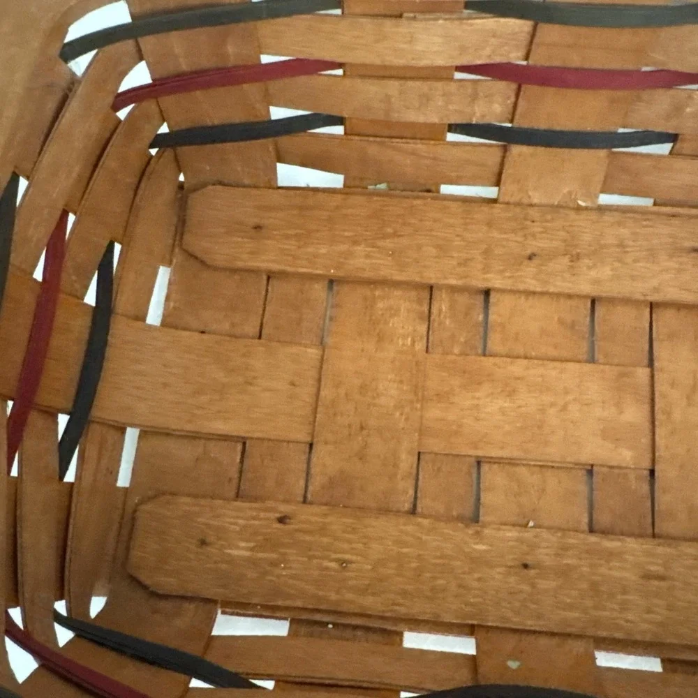 Vintage Longaberger Basket‎ Size 14.5 Inch With Red, Blue, Green Rectangle 1994